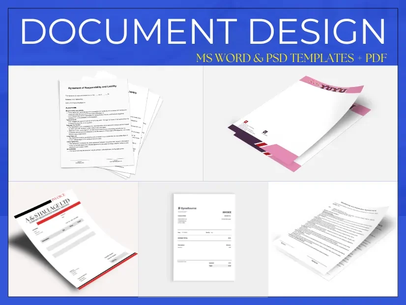 Document Design, letterhead, invoice document design sample